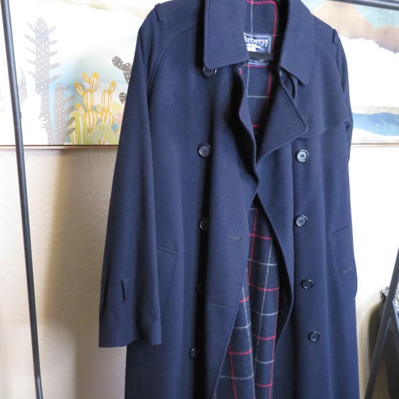 1980's Classic Burberry Wool Overcoat, Navy - Picture 1 of 10